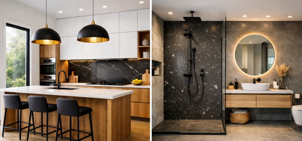 Pose de cuisine moderne et réalisation de salles de bain tendances